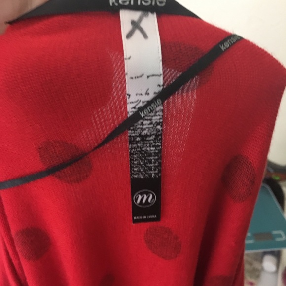 Kensie Red Black Polka Dot Soft Dress Medium - Picture 4 of 5